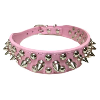collier-cuir-chien-rose